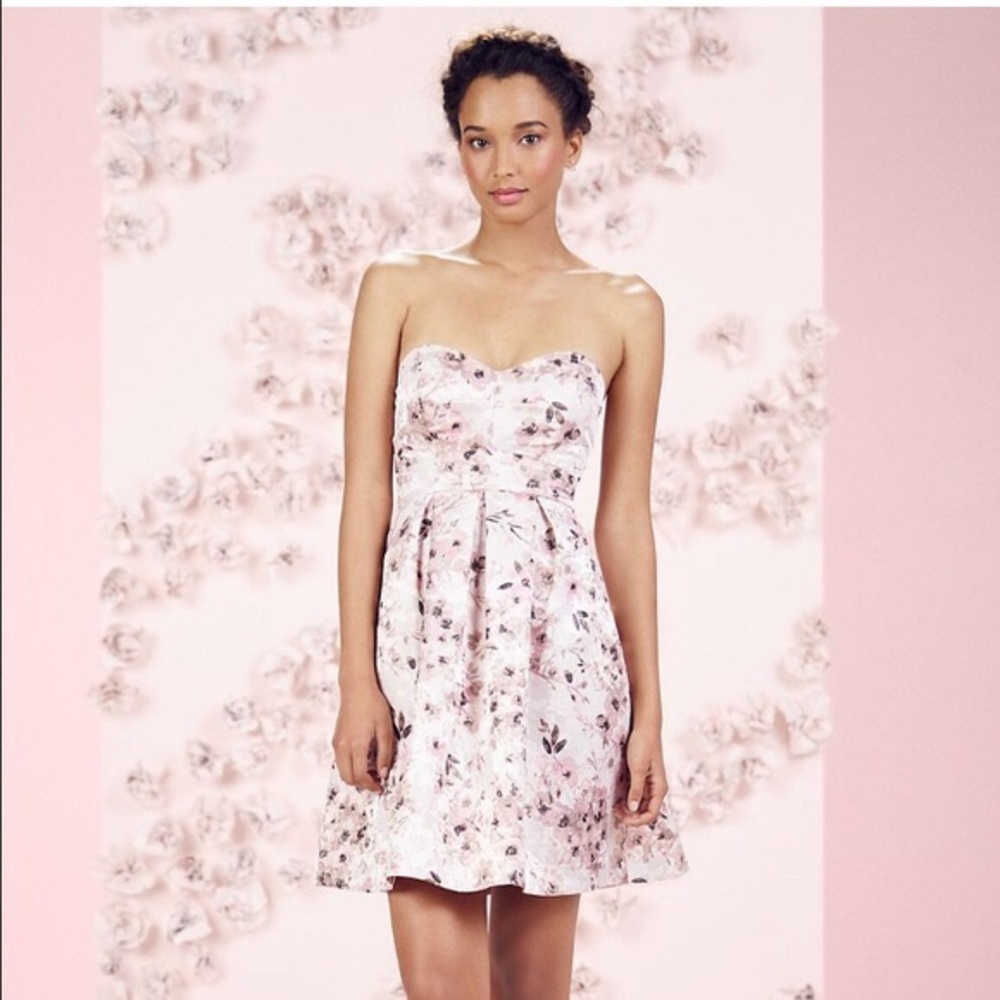 LC Lauren Conrad Runway Strapless Floral Dress